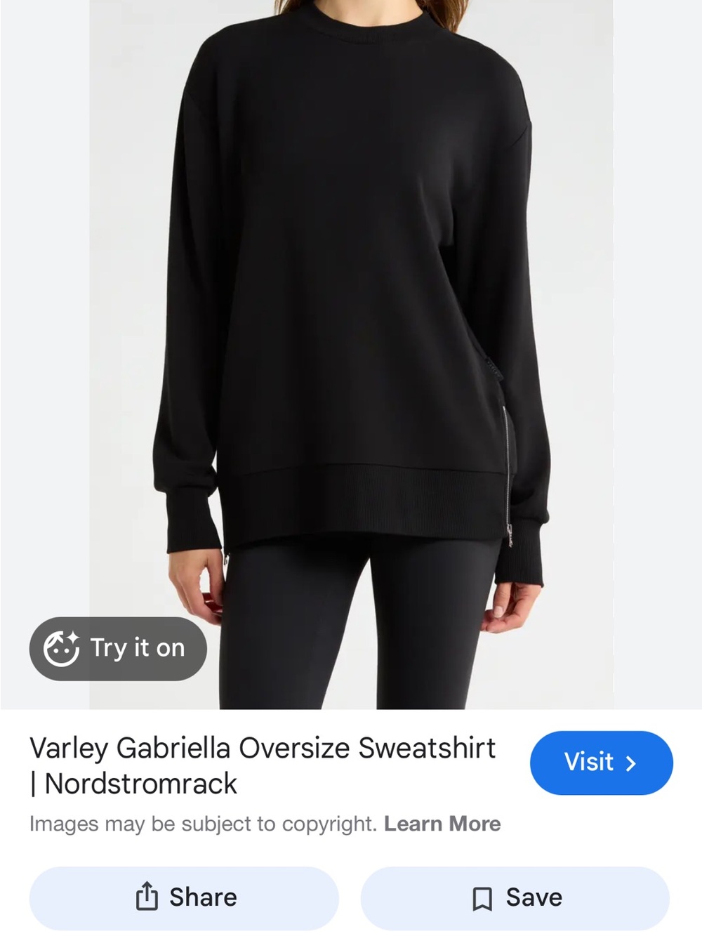 Varley Black Crewneck Top with Branded Neck Tag